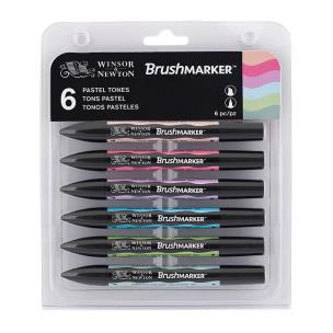 Opakowanie Brush marker komplet 6 szt. PASTEL TONES 0290035 (putty, rose pink, pink pearl, cool aqua, meadow green, pebble blue)