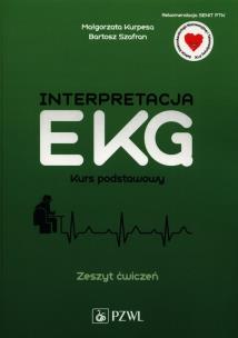 Interpretacja EKG Kurs podstawowy Zeszyt ćwiczeń. Autor: Małgorzata Kurpesa, Szafran Bartosz. Multiszop.pl Okładka książki Interpretacja EKG Kurs podstawowy Zeszyt ćwiczeń