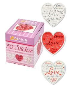 Opakowanie Naklejki foliowe - Serca angielskie