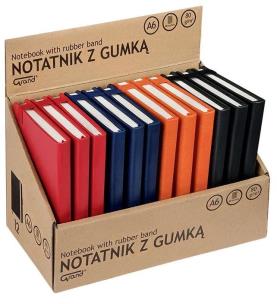 Opakowanie Notatnik A6/80K kratka z gumką mix GRAND