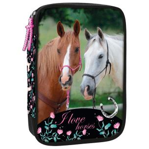 Opakowanie Piórnik Derform z wyposażeniem jednokomorowy wielofunkcyjny konie PWJWKO20