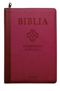 Okładka książki Biblia pierwszego Kościoła z paginat. karmazyn