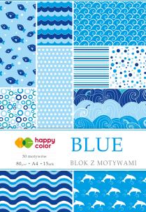 Blok z motywami Blue A4/15ark HAPPY COLOR. Wydawca: GDD. Multiszop.pl Opakowanie Blok z motywami Blue A4/15ark HAPPY COLOR