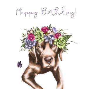 Opakowanie Karnet Swarovski kwadrat CL0326 Pies z kwiatami