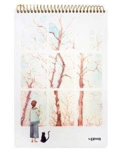 Opakowanie Kołoszkicownik B5/48K dziewczyna z kotem drzewa