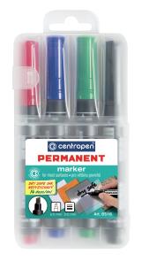Opakowanie Marker Centropen Permanent dry safe ink 8516 mix 4 kolory k/ś niewysychający