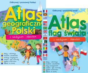 Opakowanie Pakiet atlasów. Flagi świata i Atlas Polski z naklejkami