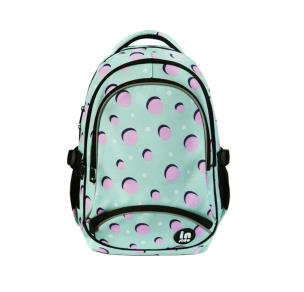 Okładka książki Plecak trzykomorowy miętowy różowe kropki