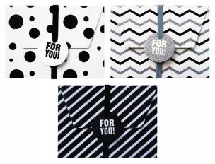 Opakowanie Pudełka na karty podarunkowe biało-czarne 3szt