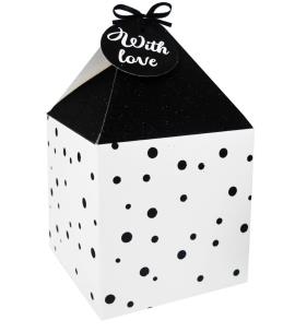 Opakowanie Pudełko na prezenty 11x11 biało-czarne kropki 4szt