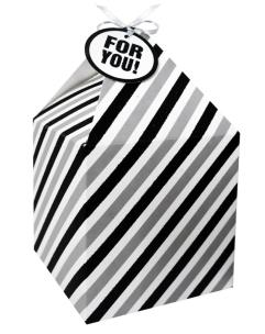 Opakowanie Pudełko na prezenty 11x11 biało-czarne pasy 4szt
