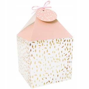 Opakowanie Pudełko na prezenty 11x11 różowo-kremowe 4szt