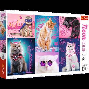 Opakowanie Puzzle 1000 Neon Color Line - Super cats TREFL