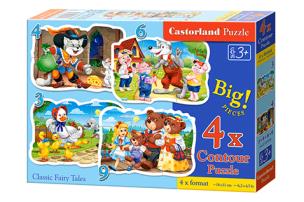 Opakowanie PUZZLE 4x1 KONTUROWE 3-4-6-9 Classic Fairy Tales