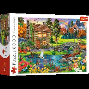 Opakowanie Puzzle 6000 chatka w górach 65006