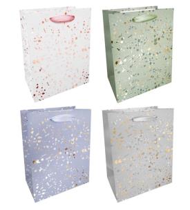 Opakowanie Torba prezentowa 26x32 pastelowo-złota kropki