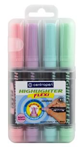 Zakreślacz Centropen Highlighter flexi soft 8542 4 kolory pastel. Wydawca: Centropen. Multiszop.pl Opakowanie Zakreślacz Centropen Highlighter flexi soft 8542 4 kolory pastel