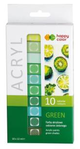 Opakowanie Farba akrylowa 12ml 10 kol zielony HAPPY COLOR