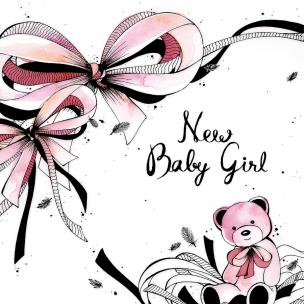 Opakowanie Karnet Swarovski kwadrat CL2512 Narodziny dziewczynki - Miś