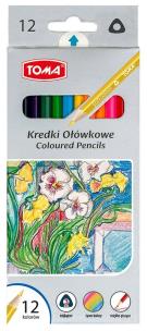 Opakowanie Kredki ołówkowe trójkątne 12 kolorów TOMA