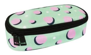 Okładka książki Piórnik miętowy różowe Kropki