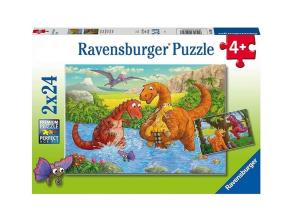 Opakowanie Puzzle 2x24 Bawiące się dinozaury