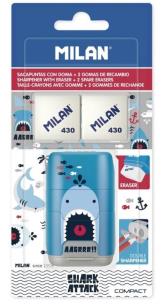 Opakowanie Temperówko-Gumka Compact Shark Attack + 2 gumki