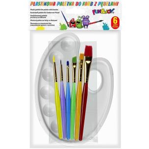 Opakowanie Pędzle akrylowe 6szt + paleta do farb