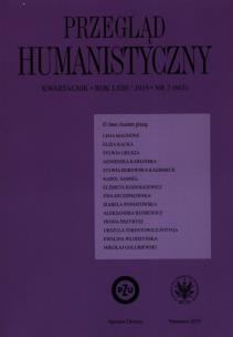 Okładka książki PRZEGLĄD HUMANISTYCZNY 2019/2
