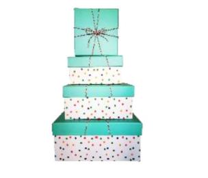 Opakowanie Pudełko Kwadrat mięta pastel kropki L ROZETTE