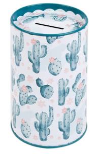 Opakowanie Skarbonka metalowa okrągła Kaktus