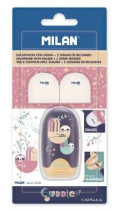 Opakowanie Temperówko-gumka Capsule Cuddles + 2 gumki MILAN