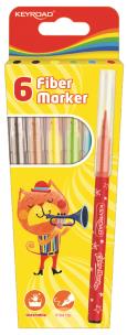 Opakowanie Flamastry Keyroad Fiber Marker 6 kolorów