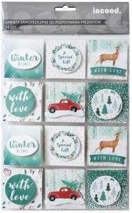 Opakowanie Karnety samoprzylepne do prezentów brokat+3D 24szt