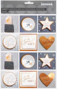 Opakowanie Karnety samoprzylepne do prezentów złote+3D 24szt