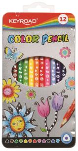 Opakowanie Kredki Keyroad ołówkowe trójkątne 12 kolorów w metalowym pudełku