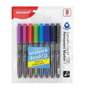 Opakowanie Marker permanentny F128 8 kolorów MONAMI