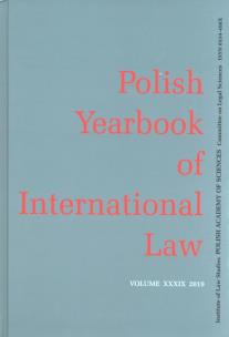 Opakowanie Polish Yearbook of International Law Volume .XXXIX 2019