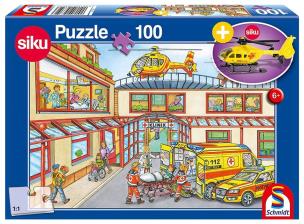 Opakowanie Puzzle 100 Siku Helikopter pogotowie + zabawka G3