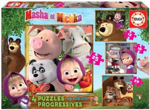 Opakowanie Puzzle 12+16+20+25 Masza i Niedźwiedź G3