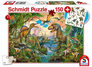 Puzzle 150 Dinozaury + tatuaże G3. Wydawca: Schmidt. Multiszop.pl Opakowanie Puzzle 150 Dinozaury + tatuaże G3