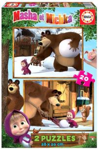 Opakowanie Puzzle 2 x 20 el. Masza i Niedźwiedź