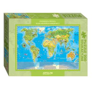 Opakowanie Puzzle 200 Zwierzęta Świata Młodego Odkrywcy