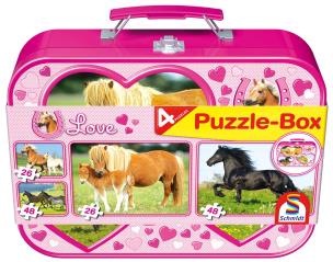 Opakowanie Puzzle 2x26 + 2x48 w walizce Love/Konie G3