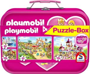 Opakowanie Puzzle 2x60 + 2x100 w walizce Playmobil różowy G3
