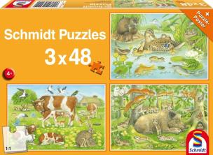 Opakowanie Puzzle 3x48 Zwierzęca rodzinka G3