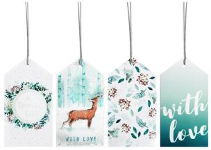 Opakowanie Tagi prezentowe brokatowe wykończenie 8szt