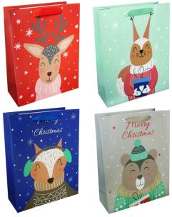 Opakowanie Torba prezentowa 26x32 Święta brokat mix