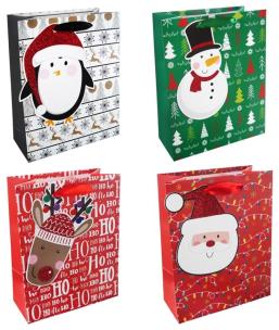 Opakowanie Torba prezentowa z dużym tagiem 31x42 Święta mix