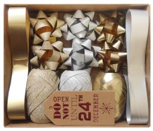 Opakowanie Zestaw do pakowania z rozetkami złoto-srebrny